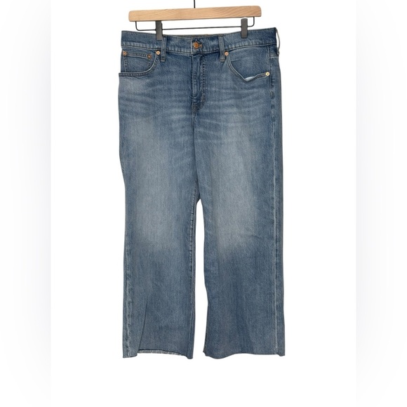 J. Crew Wide Leg Crop Jeans with all day stretch & trendy Raw Hem NWT 30P - Picture 6 of 8